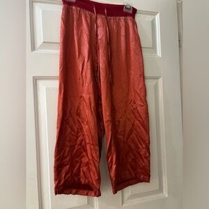 Pj Harlow Red Satin Jolie Capri Pajama Pant